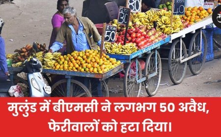 मुलुंड में बीएमसी ने लगभग 50 अवैध फेरीवालों को हटाया!